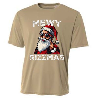 Mewy Rizzmas Funny Santa Mewing Joke Rizz Christmas Cooling Performance Crew T-Shirt