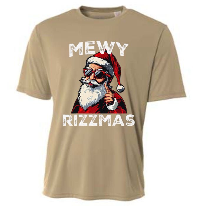 Mewy Rizzmas Funny Santa Mewing Joke Rizz Christmas Cooling Performance Crew T-Shirt