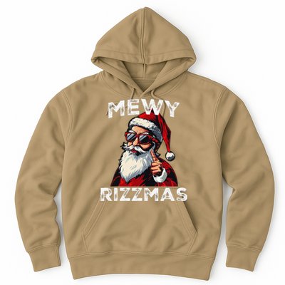 Mewy Rizzmas Funny Santa Mewing Joke Rizz Christmas Hoodie