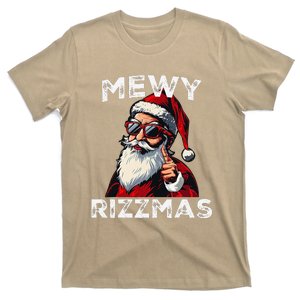 Mewy Rizzmas Funny Santa Mewing Joke Rizz Christmas T-Shirt