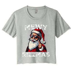 Mewy Rizzmas Funny Santa Mewing Joke Rizz Christmas Women's Crop Top Tee