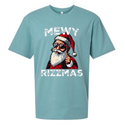 Mewy Rizzmas Funny Santa Mewing Joke Rizz Christmas Sueded Cloud Jersey T-Shirt