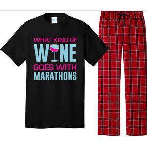 Marathon Running Funny What Kind Of Wine Goes With Marathons Cool Gift Pajama Set