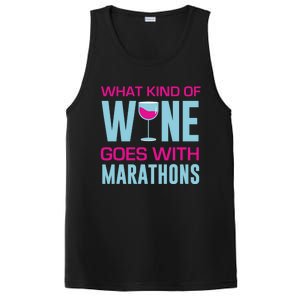 Marathon Running Funny What Kind Of Wine Goes With Marathons Cool Gift PosiCharge Competitor Tank