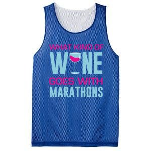 Marathon Running Funny What Kind Of Wine Goes With Marathons Cool Gift Mesh Reversible Basketball Jersey Tank