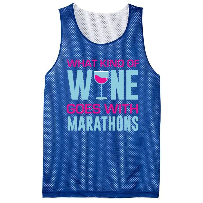 Marathon Running Funny What Kind Of Wine Goes With Marathons Cool Gift Mesh Reversible Basketball Jersey Tank