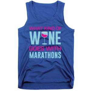 Marathon Running Funny What Kind Of Wine Goes With Marathons Cool Gift Tank Top