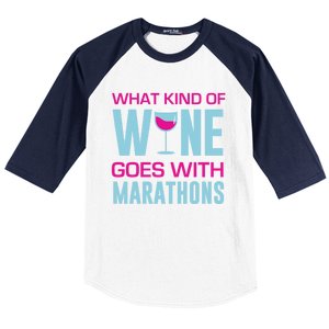 Marathon Running Funny What Kind Of Wine Goes With Marathons Cool Gift Baseball Sleeve Shirt