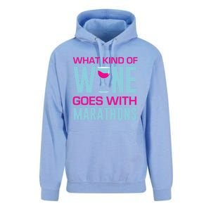 Marathon Running Funny What Kind Of Wine Goes With Marathons Cool Gift Unisex Surf Hoodie