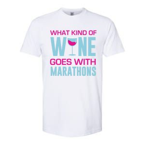 Marathon Running Funny What Kind Of Wine Goes With Marathons Cool Gift Softstyle CVC T-Shirt