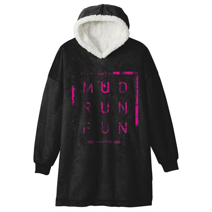 Mud Run Fun Mudder Trail Running And Mudding Hooded Wearable Blanket