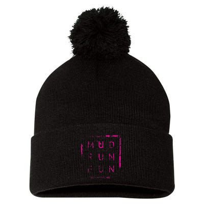 Mud Run Fun Mudder Trail Running And Mudding Pom Pom 12in Knit Beanie