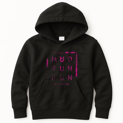 Mud Run Fun Mudder Trail Running And Mudding Kids Hoodie