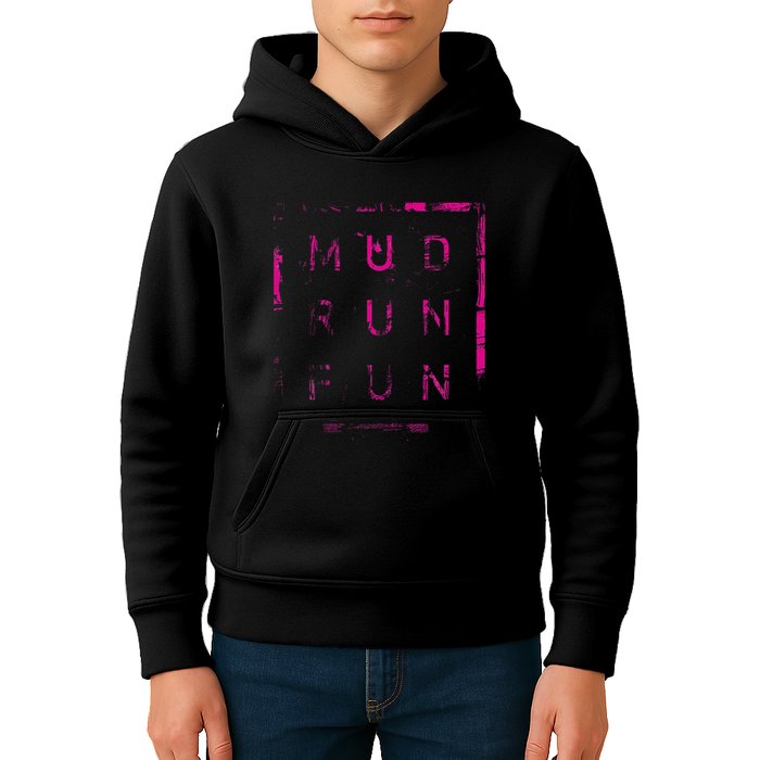 Mud Run Fun Mudder Trail Running And Mudding Kids Hoodie