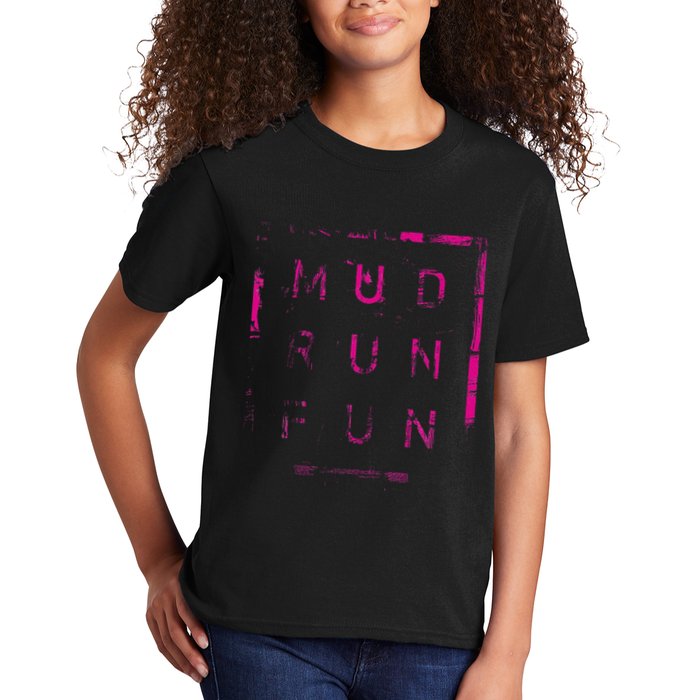Mud Run Fun Mudder Trail Running And Mudding Kids T-Shirt