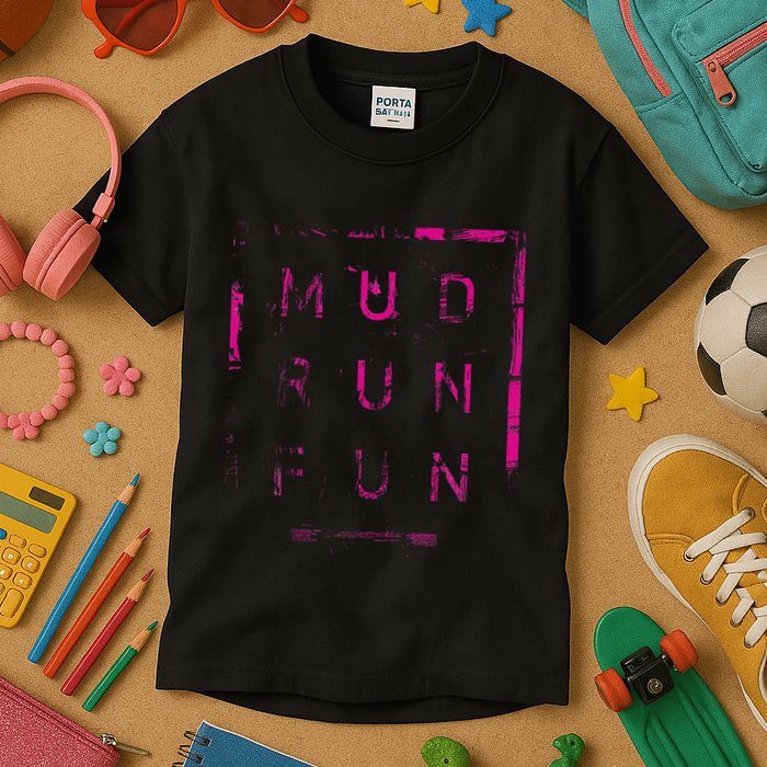 Mud Run Fun Mudder Trail Running And Mudding Kids T-Shirt
