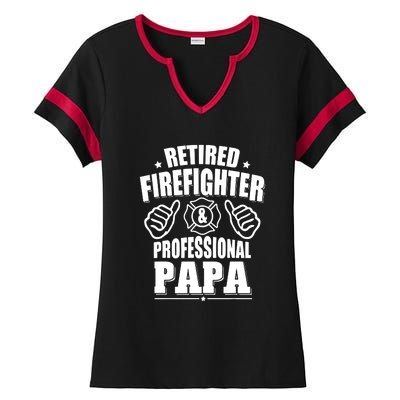 Mens Retired Firefighter & Papa Retirement Gift Ladies Halftime Notch Neck Tee