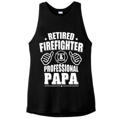 Mens Retired Firefighter & Papa Retirement Gift Ladies PosiCharge Tri-Blend Wicking Tank