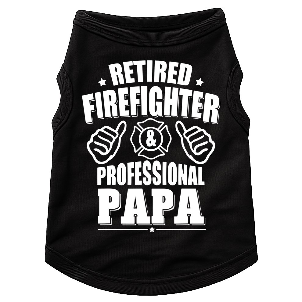 Mens Retired Firefighter & Papa Retirement Gift Doggie Tank