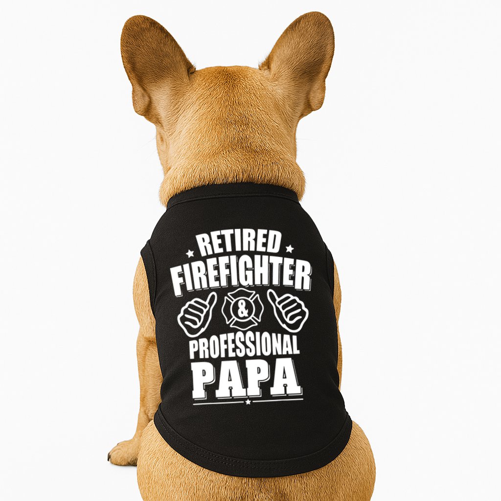 Mens Retired Firefighter & Papa Retirement Gift Doggie Tank