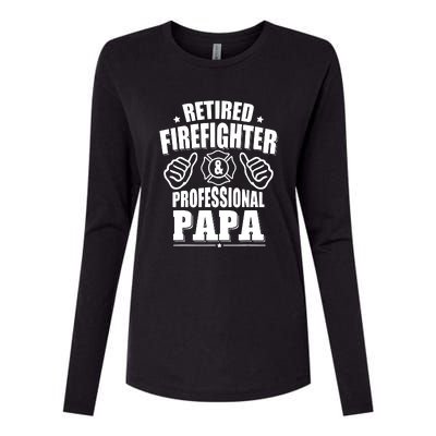 Mens Retired Firefighter & Papa Retirement Gift Womens Cotton Relaxed Long Sleeve T-Shirt