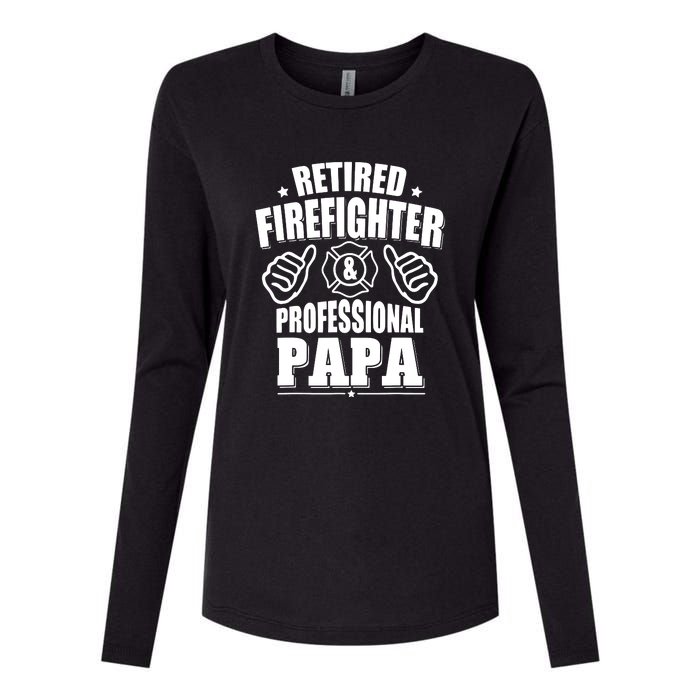 Mens Retired Firefighter & Papa Retirement Gift Womens Cotton Relaxed Long Sleeve T-Shirt