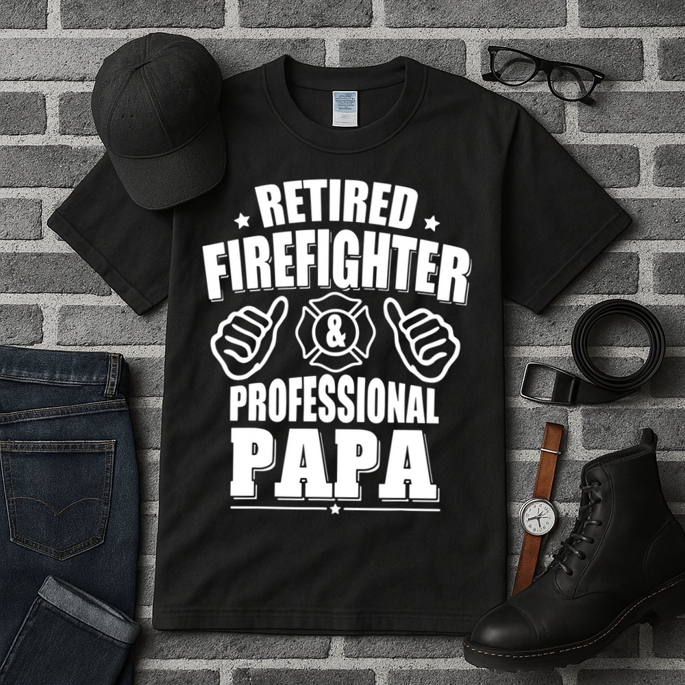 Mens Retired Firefighter & Papa Retirement Gift Tall T-Shirt