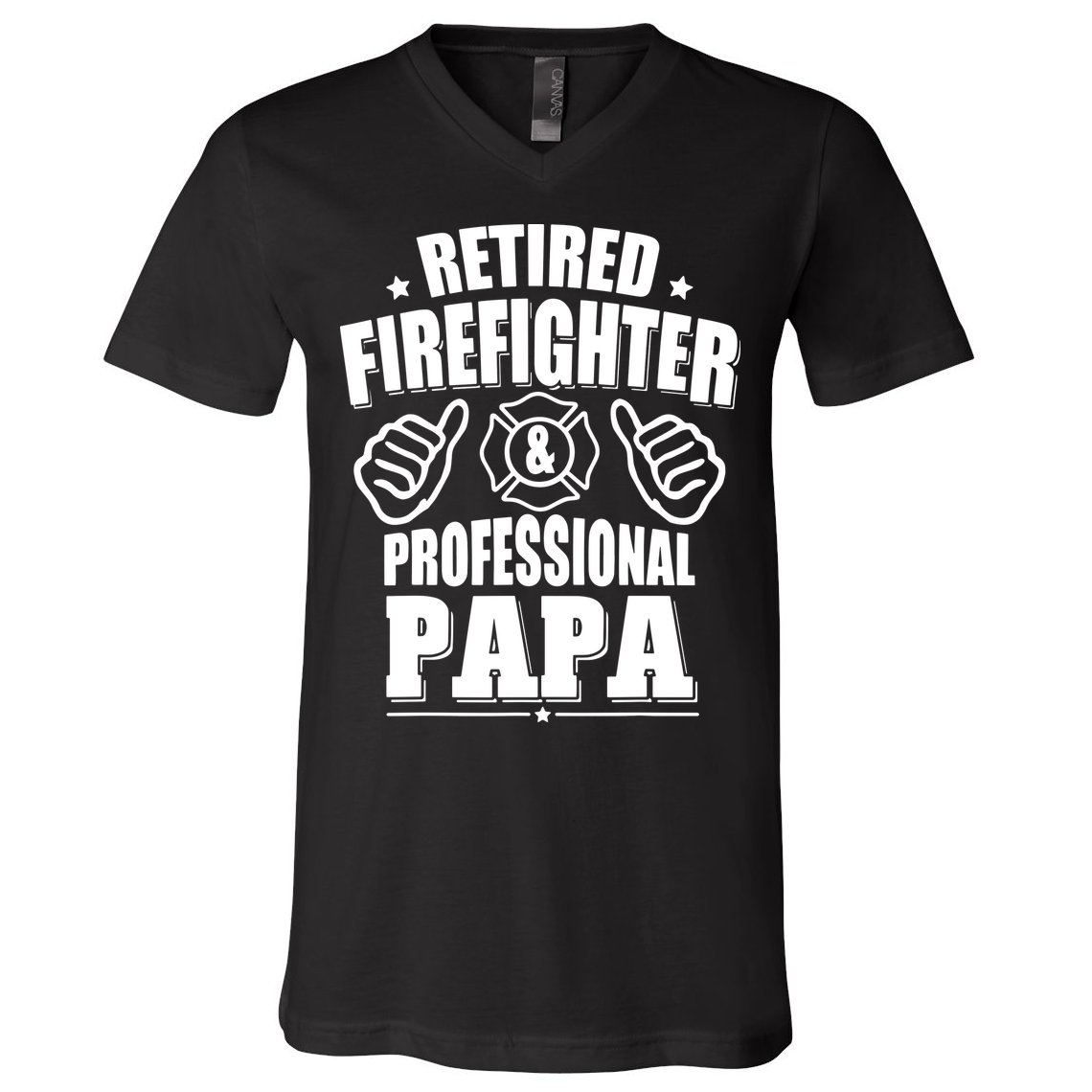 Mens Retired Firefighter & Papa Retirement Gift V-Neck T-Shirt
