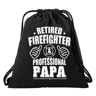 Mens Retired Firefighter & Papa Retirement Gift Drawstring Bag