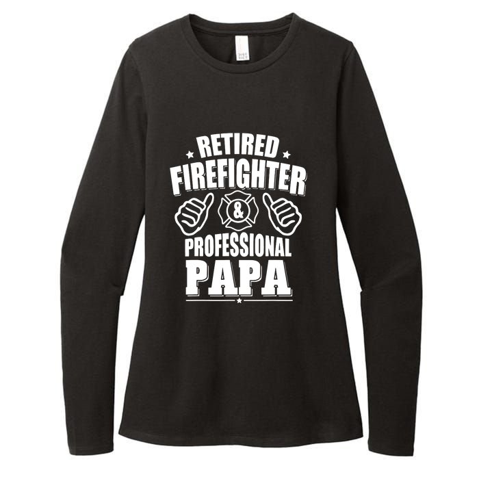 Mens Retired Firefighter & Papa Retirement Gift Womens CVC Long Sleeve Shirt