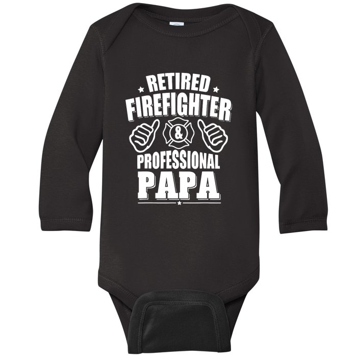 Mens Retired Firefighter & Papa Retirement Gift Baby Long Sleeve Bodysuit