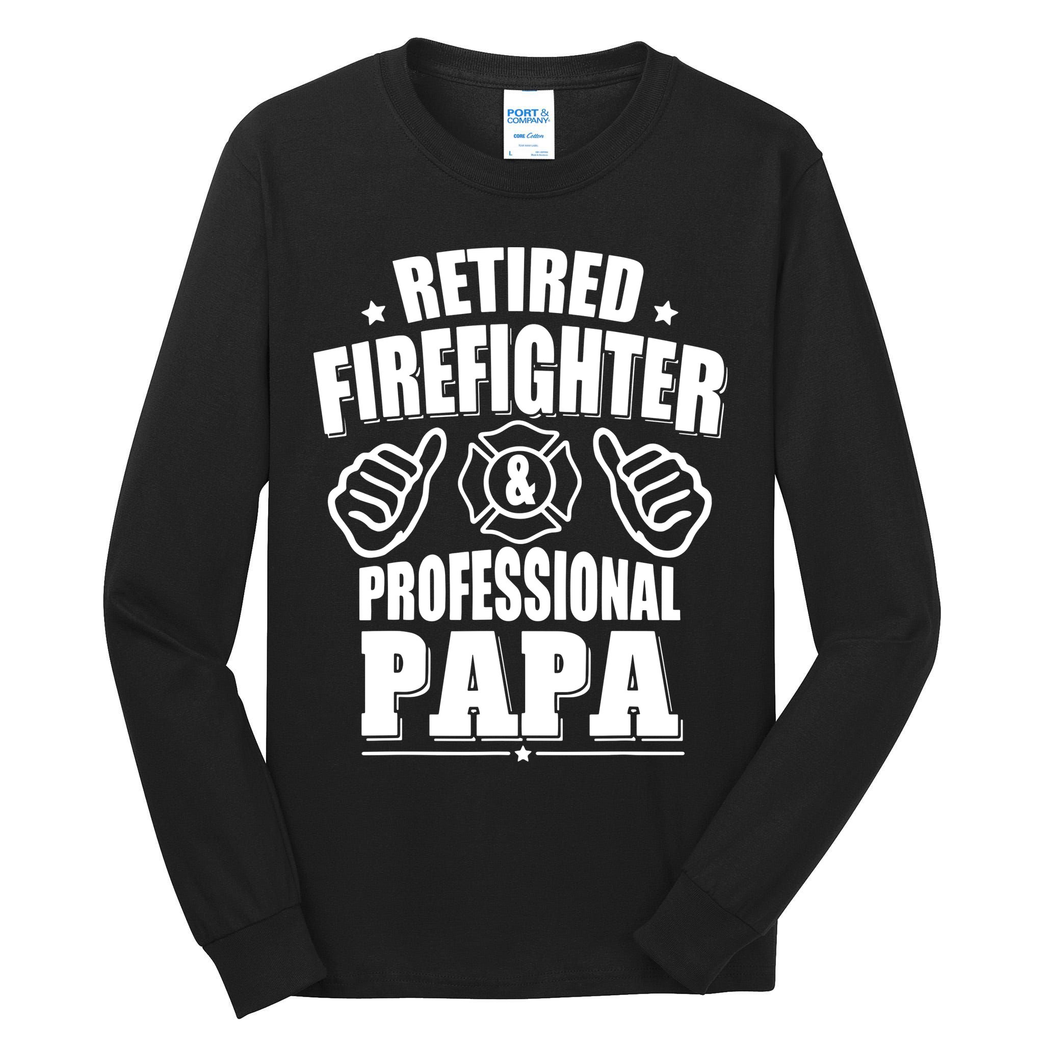 Mens Retired Firefighter & Papa Retirement Gift Tall Long Sleeve T-Shirt