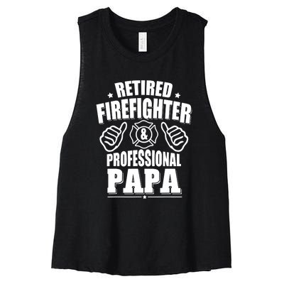 Mens Retired Firefighter & Papa Retirement Gift Women's Racerback Cropped Tank