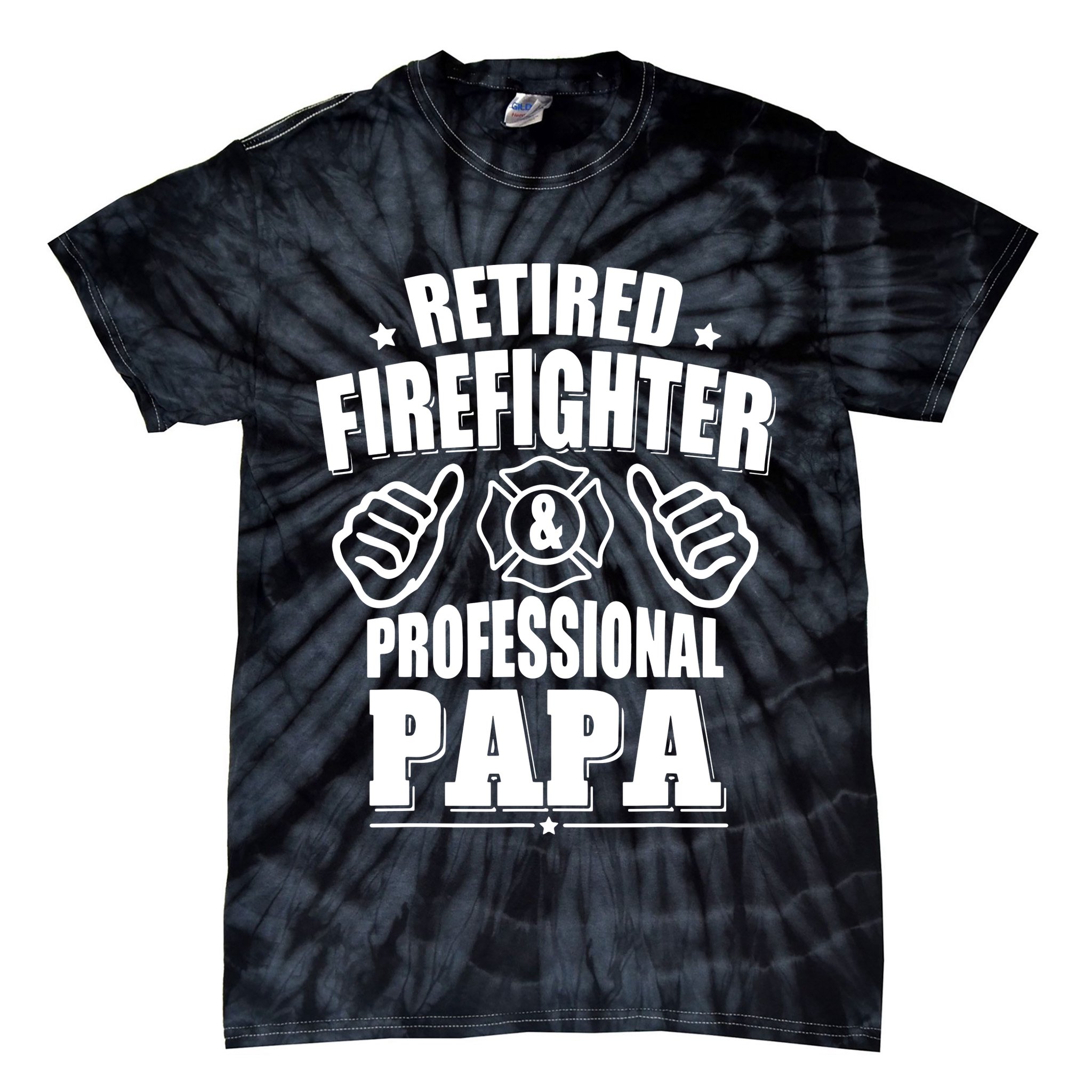 Mens Retired Firefighter & Papa Retirement Gift Tie-Dye T-Shirt