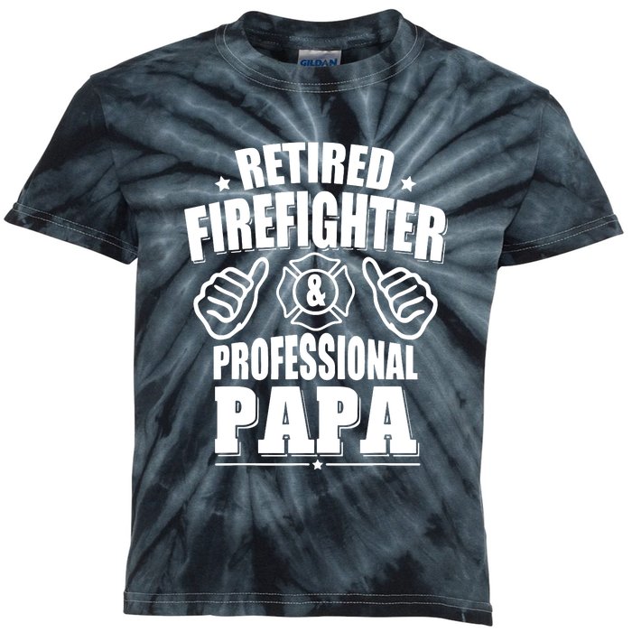 Mens Retired Firefighter & Papa Retirement Gift Kids Tie-Dye T-Shirt