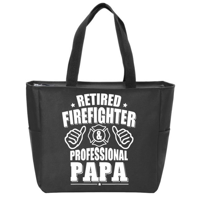 Mens Retired Firefighter & Papa Retirement Gift Zip Tote Bag