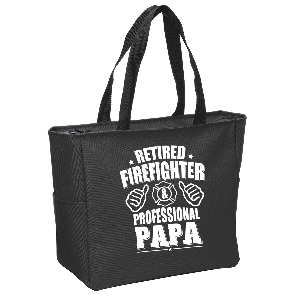 Mens Retired Firefighter & Papa Retirement Gift Zip Tote Bag