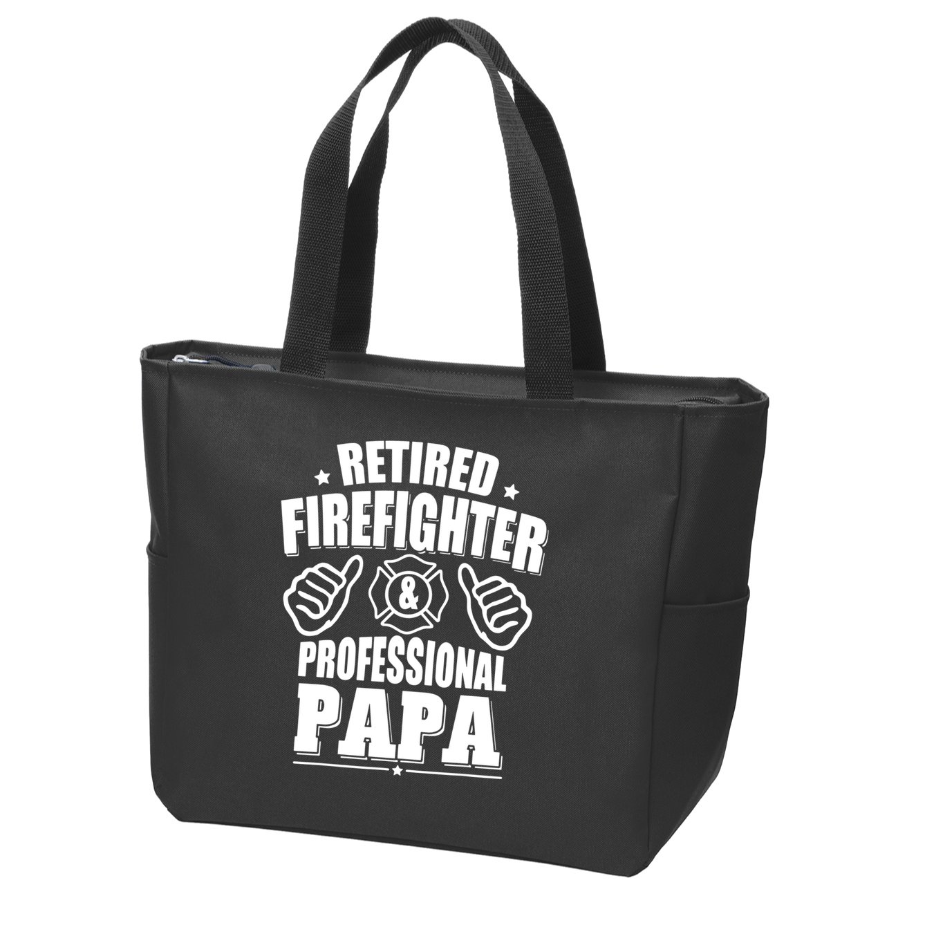 Mens Retired Firefighter & Papa Retirement Gift Zip Tote Bag