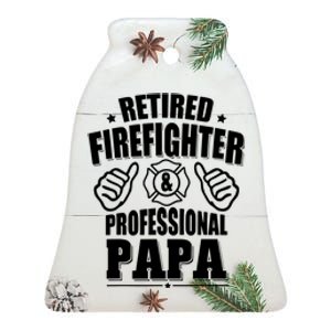 Mens Retired Firefighter & Papa Retirement Gift Ceramic Bell Ornament