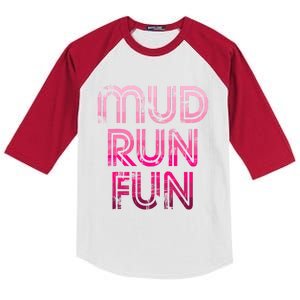 Mud Run Fun Mudder PINK Trail Running And Mudding Kids Colorblock Raglan Jersey