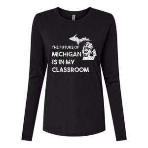 Mi Red For Ed Education Michigan Teacher Walkout Womens Cotton Relaxed Long Sleeve T-Shirt