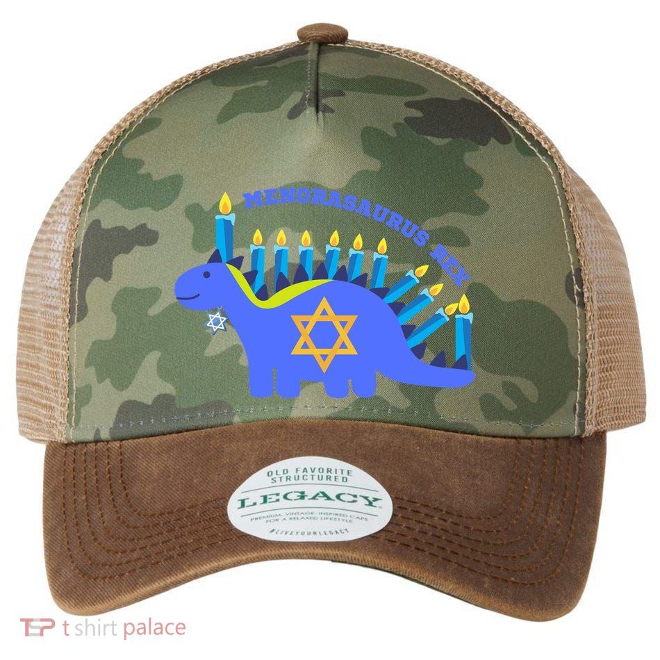 Menorasaurus Rex Funny Hanukkah Legacy Tie Dye Trucker Hat