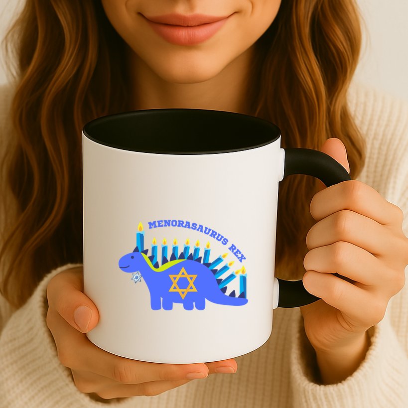 Menorasaurus Rex Funny Hanukkah Mug