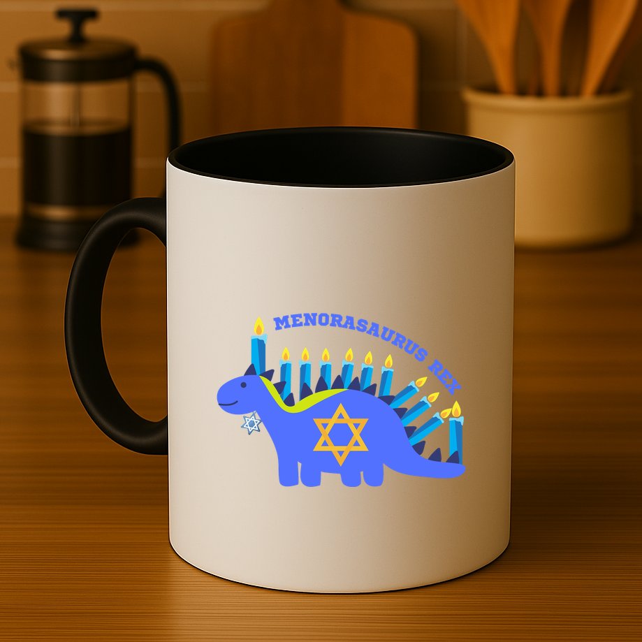 Menorasaurus Rex Funny Hanukkah Mug