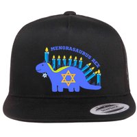 Menorasaurus Rex Funny Hanukkah Flat Bill Trucker Hat