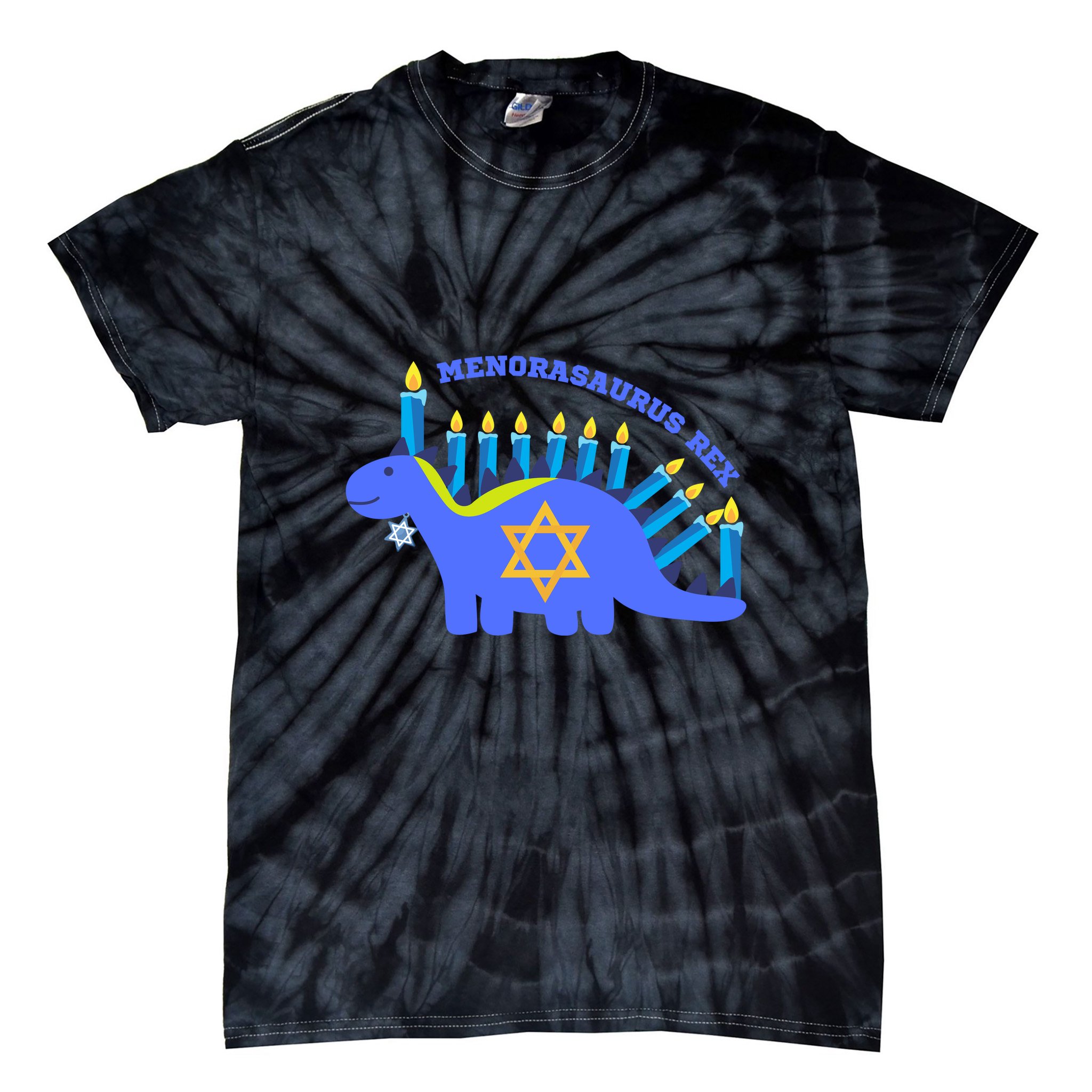Menorasaurus Rex Funny Hanukkah Tie-Dye T-Shirt