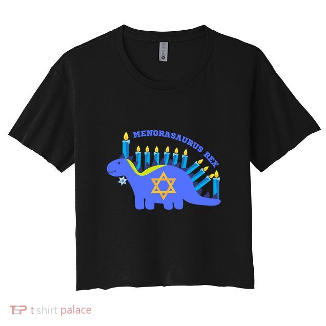 Menorasaurus Rex Funny Hanukkah Crop Top