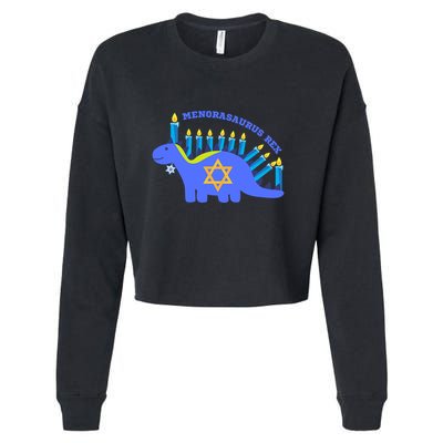 Menorasaurus Rex Funny Hanukkah Cropped Pullover Crew