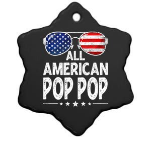 Mens Retro Father's Day Family All American Pop Pop 4th Of July Ceramic Star Ornament