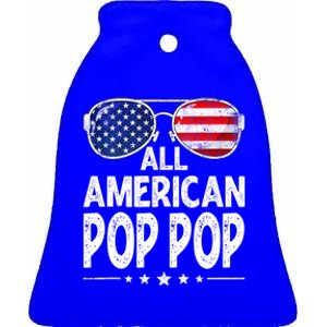 Mens Retro Father's Day Family All American Pop Pop 4th Of July Ceramic Bell Ornament